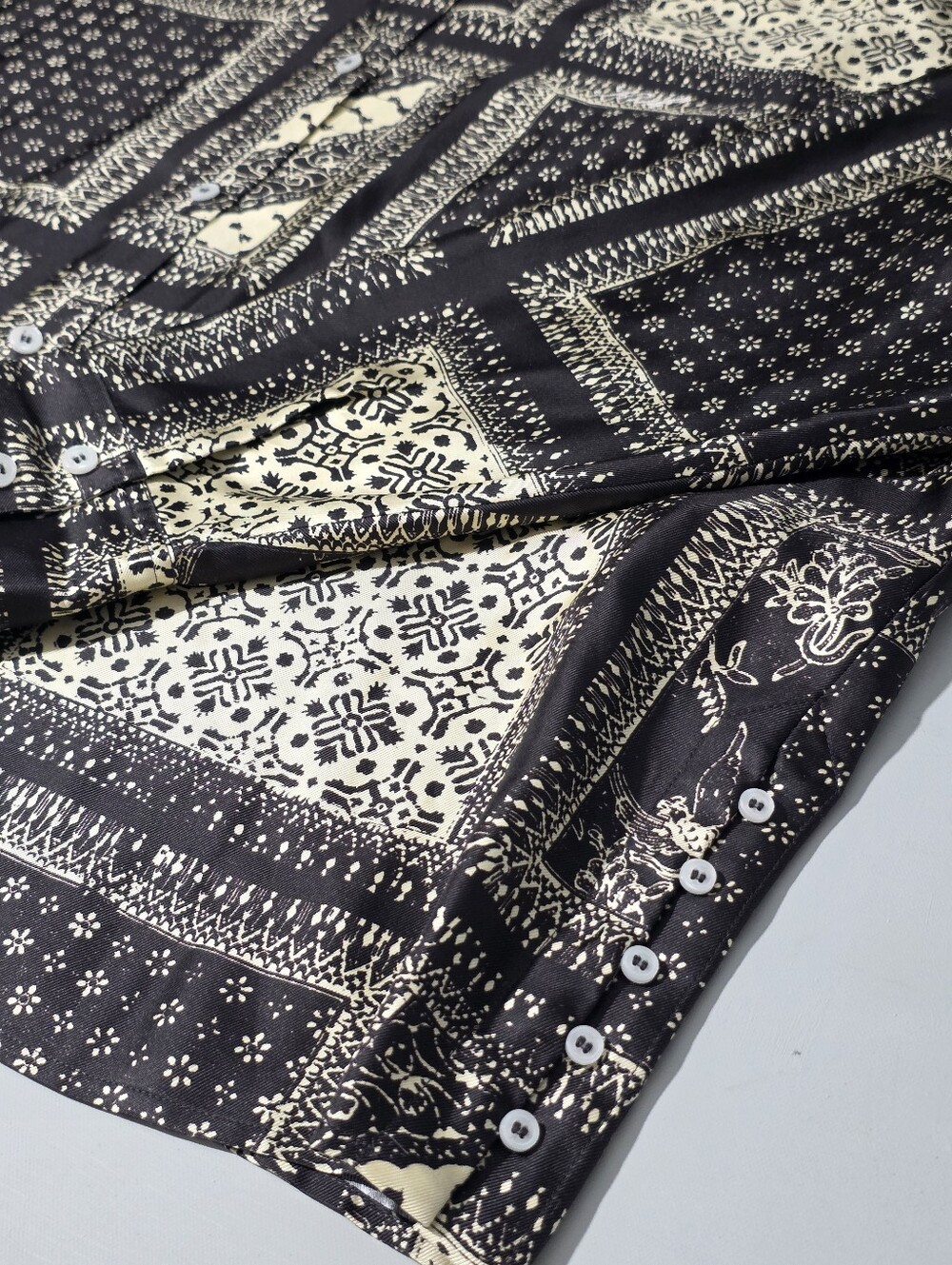KITH Unisex 100% Silk Bandana Print Oversized Button Down Shirt L - Picture 10 of 16